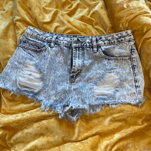 acid wash high waisted shorts